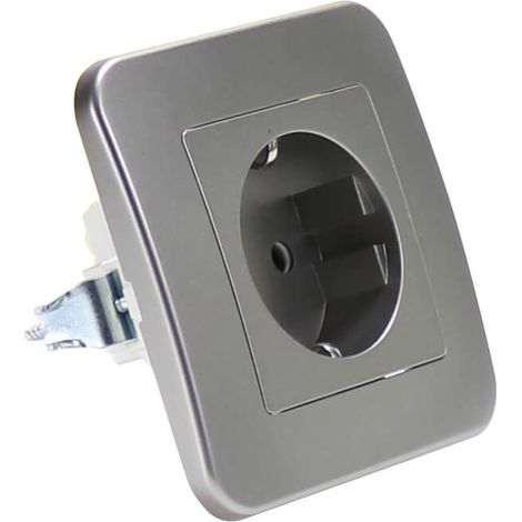 IluminaShop - Enchufe Tipo F Schuko 16A Marco Incluido IP20 Gris Basic (1/3)