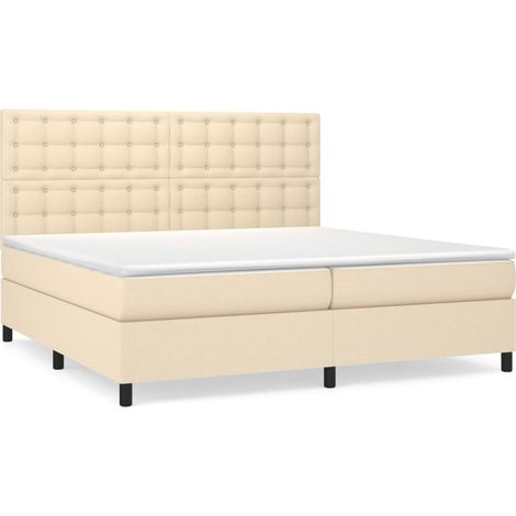 Maison Exclusive - Giroletto a Molle con Materasso Crema 200x200 cm in Tessuto (1/5)