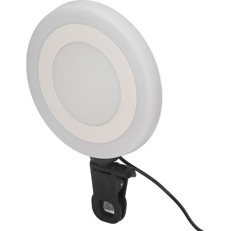 Projecteur LED rond de 5,5 pouces pour visioconférence, 3 modes, 10 niveaux de luminosité, alimentation USB, éclairage RGB, lampe à pince pour ordinateurs de bureau et portables (1/5)