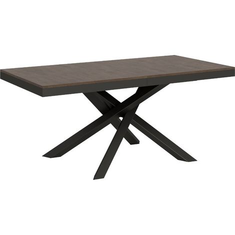 Table extensible bois marron et cadre anthracite 160-264cm Klass (1/5)