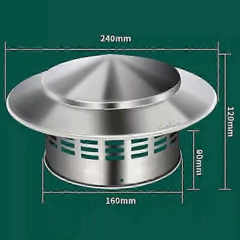 Chapeau de cheminée en acier inoxydable, grille anti-pluie en acier inoxydable pour conduits de poêle 160 mm