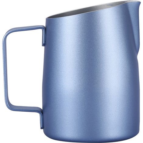 Mousseur à lait en acier inoxydable durable, tasse à café pour cuisine, hôtel, fête (bleu)