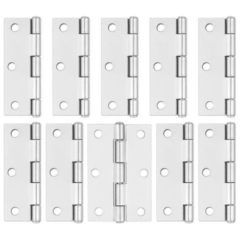 Pack of 10 Silver Door Hinges - 75mm (3") - Cabinet Door Hinges with Screws for Interior Wooden Door Hinges on Furniture (1/5)