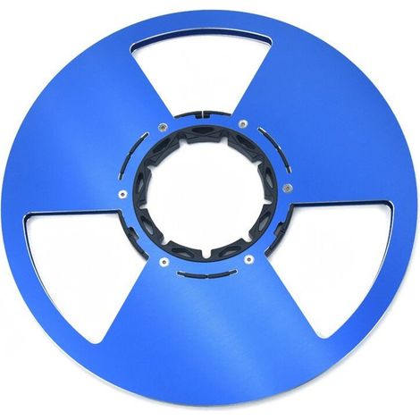 Leere 10-Zoll-Tonbandspule, 3 Löcher, polierter Aluminium-Nabenrand für Tonbandgeräte, Blau