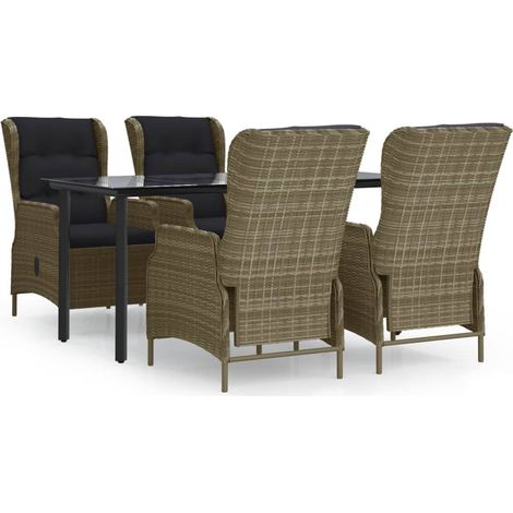 Maison Exclusive - Set da Pranzo da Giardino 5 pz Marrone in Polyrattan
