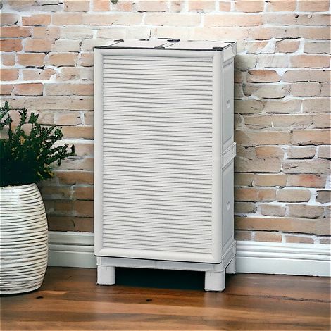 Dmora Mueble multiusos o interno, armario bajo a 1 puerta y 1 estante de polipropileno, 100% Made in Italy, 50x39h92 cm, color gris claro, con embalaje reforzado (1/5)