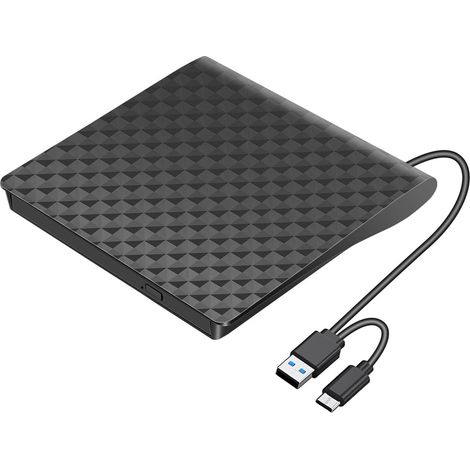 Lecteur de DVD externe, lecteur de CD/DVD+/DVD USB 3.0, support de rangement, lecteur de CD-ROM, conçu pour ordinateur portable et ordinateur de bureau (1/5)