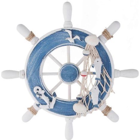 Décoration murale pour la maison : bateau nordique en bois, gouvernail, filet de pêche, style nautique méditerranéen et nordique (1/3)
