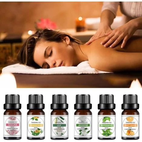 Huiles Essentielles, 6pcs 10ml Huiles Essentielles pour Diffuseurs, (sakura, osmanthus, lily, jasmine, peppermint, sweet orange )