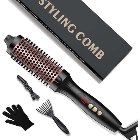 38 mm Thermal Brush 3 in 1, Heated Brushing Brush with LCD Screen 120-210°C, Double Tension Thermal Brush for Hairdressing - Comb, Curl, Straight (1/5)