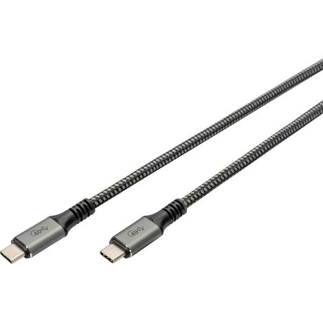 Digitus Câble USB-C USB4™ USB-C® mâle 3.00 m noir blindage par tresse, blindé, résiste aux déchirure (1/3)