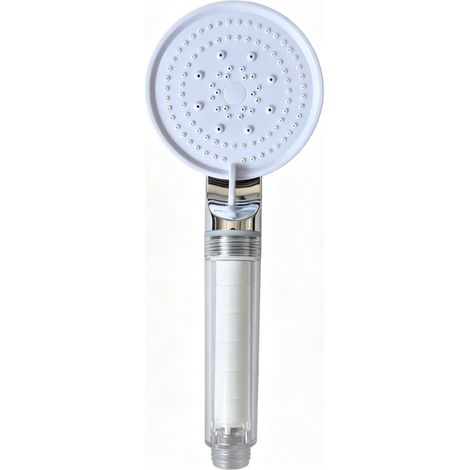 Pommeau de douche Automatic Cleaning, Pommeau de douche anticalcaire, avec buses autonettoyantes prévenant l'apparition de calcaire, 5 types de jet,Installation facile, Plastique ABS, 8.5 cm,