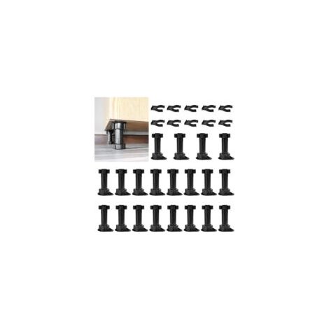 Set di 20 piedini regolabili per mobili, piedini neri da 100-120 mm, piedini in plastica con 10 clip per battiscopa, piedini regolabili per tavoli, mobili, armadi, cucina, divano - Crezuo