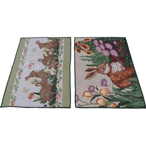 Set de Table de Pâques Facile à 2 Pièces en Polyester Motif Lapin Brodé, Maison ou L'hôtel (1/5)