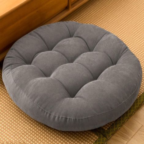 Coussin de chaise rond – convient à la maison, au bureau, à la salle à manger et à la cuisine. Gris, 55 cm/21 pouces, 1 pièce.