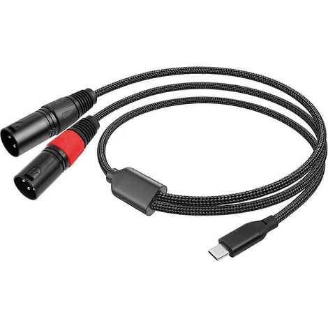 Câble audio stéréo USB-C mâle vers 2 XLR mâles, 1 mètre, pour amplificateur, connectique professionnelle, qualité studio (1/5)