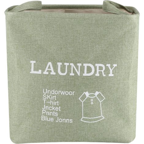Panier De Rangement Pliable En Tissu Vert Avec Poignées Pour Jouets Vêtements Et Linge - 1 Pièce (1/5)