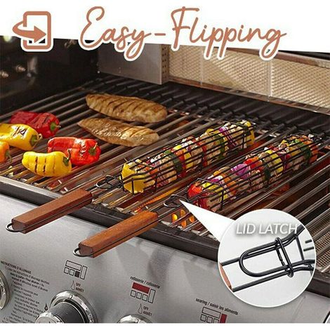 pezzi Rete per barbecue quadrata Rete per barbecue portatile in acciaio inox Clip per barbecue all'aperto Strumento per griglia Accessori da cucina (1/5)