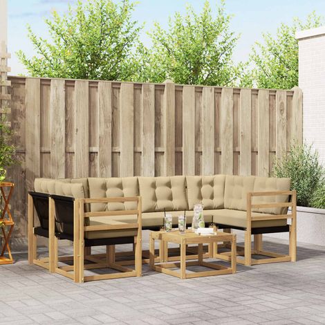 vidaXL Ensemble de canapés d'extérieur 7 pc Blanc et Beige (1/5)