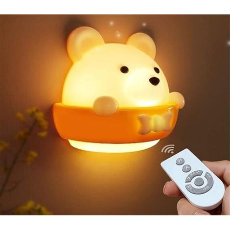 Lampe de chevet pour enfants Applique murale LED Veilleuse avec télécommande Veilleuse portable Convient pour chambre de bébé, chambre, salon, camping, pique-nique Lumière blanche chaude, lampe à écon