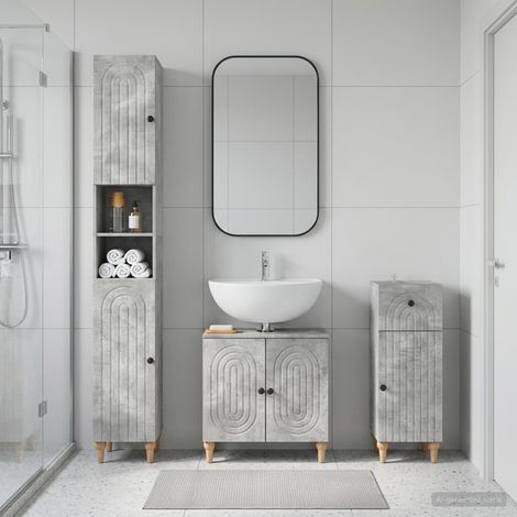 vidaXL 3 Piece Bathroom Cabinet Set ALKMAAR Concrete Grey (1/5)