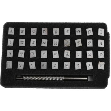 36 poinçons en métal 3 mm pour cuir, gravure, marquage alphabets - Outil loisirs créatifs