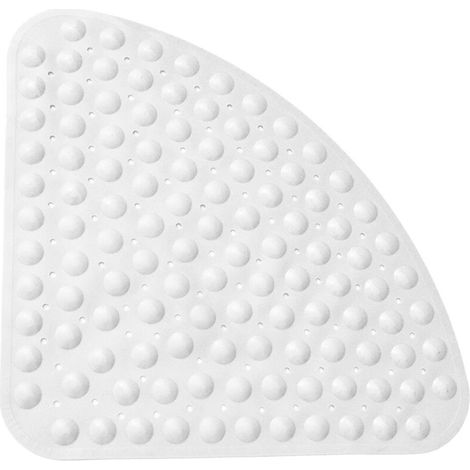Tapis de Douche antidérapant pour Baignoire avec Orifice de Drainage pour la Douche ou la Baignoire, PVC Triangle Tapis de Bain 54 x 54 cm,blanc (1/5)