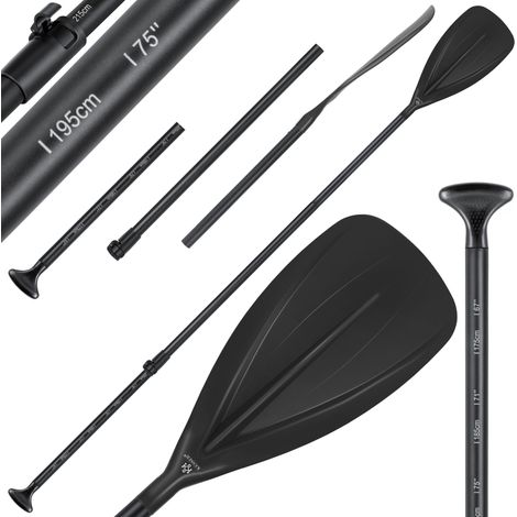 KESSER® Paddle - 3-teilig für Kayak SUP Stand-Up Paddling Board Stechpaddel Verstellbar Teleskop 165cm-215cm Aluminum für Stand Up Paddel Kajakfahren Schwarz