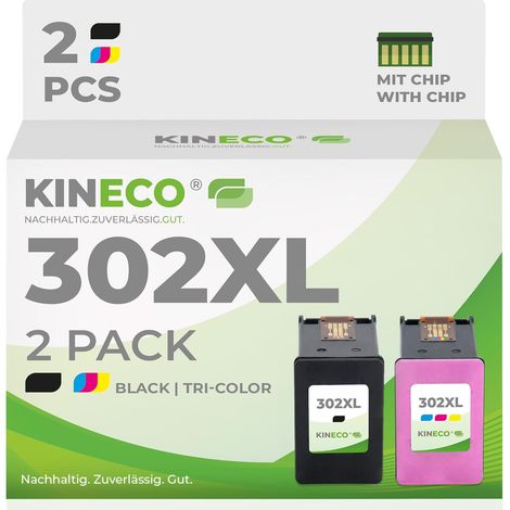 Lot de 302 cartouches d'encre XL (noir + couleur) - Remplacement HP 302/302 XL pour HP Envy 4525/4520/4522/4527, OfficeJet 3830/3831/3833, DeskJet 3630/1110/2130 - Rendement élevé (Noir + (1/5)