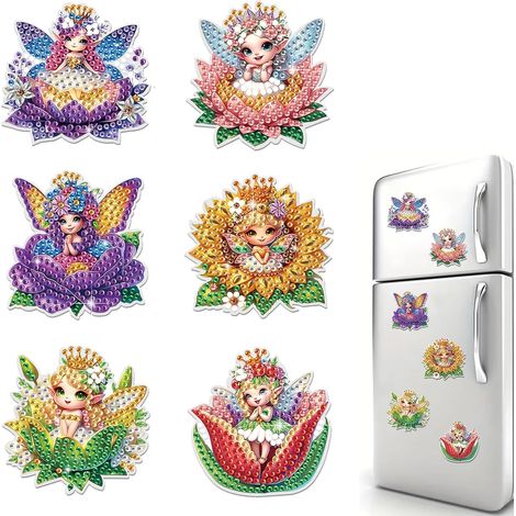 Lot de 6 autocollants magnétiques en forme de fleur pour réfrigérateur - Pour adultes et débutants (1/5)