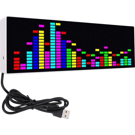 Affichage LED de spectre musical alimenté par USB, horloge électronique intégrée, lumière rythmique RGB colorée contrôlée par la voix (1/5)