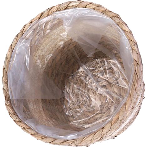 Pot de Fleurs Tressé en Paille Naturelle, Jardinière en Jonc de Mer 18 Cm de Diamètre X 15 Cm de Hauteur, Panier Décoratif Rustique pour Plantes D’intérieur, Rangement (1/5)