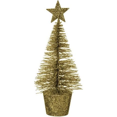 Déco de Noël Sapin de Table OR à Paillettes H 14 cm - Feeric Christmas