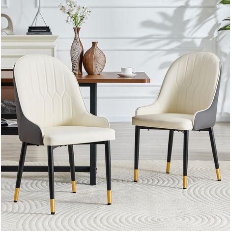 Set da 2 sedie da sala da pranzo 91 cm in PU bianco e grigio, moderne, FloraGrace (1/5)