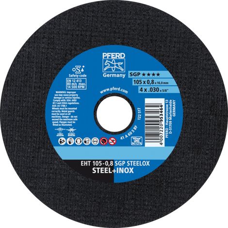 PFERD TOOLS Trennscheibe EHT 105x0,8x16 mm gerade Speziallinie SGP STEELOX für Stahl/Edelstahl 25 Stk (1/5)