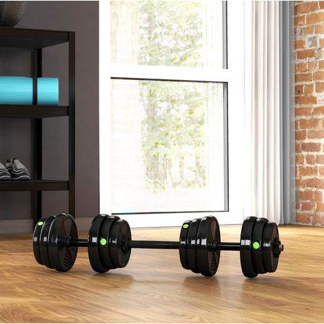 Juego de mancuernas 2 en 1, 49x33x17 cm, ajustable para entrenamiento en casa, plástico negro (1/5)