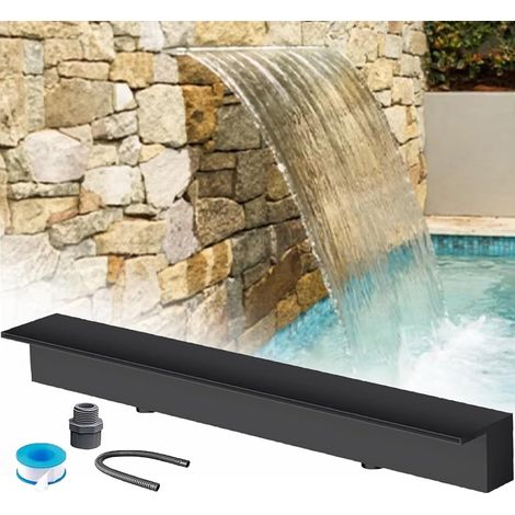 Wasserfall-Poolbrunnen, modernes dekoratives Wandeinbau-Überlaufset, einteiliger Durchflussauslass aus Edelstahl, für Garten im Freien, Schwimmbäder und Brunnen (11,8 Zoll) (1/5)