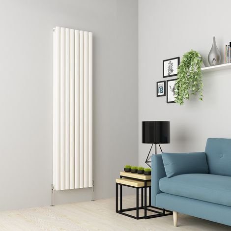 Warmehaus Oval Panel Radiator White Vertical Double 1800x472mm