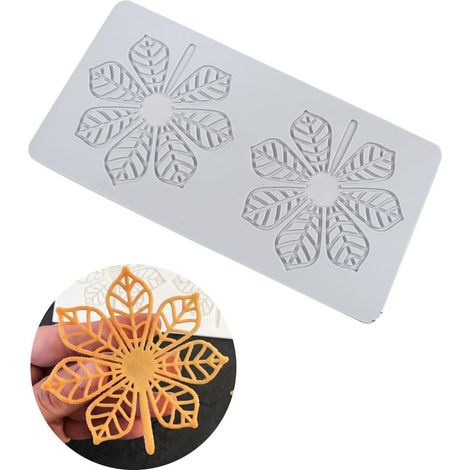 1 Moule silicone, motif feuilles châtaigne, dentelle 3D, flexible, résistance thermique, décoration gâteau, cupcake, chocolat (1/5)
