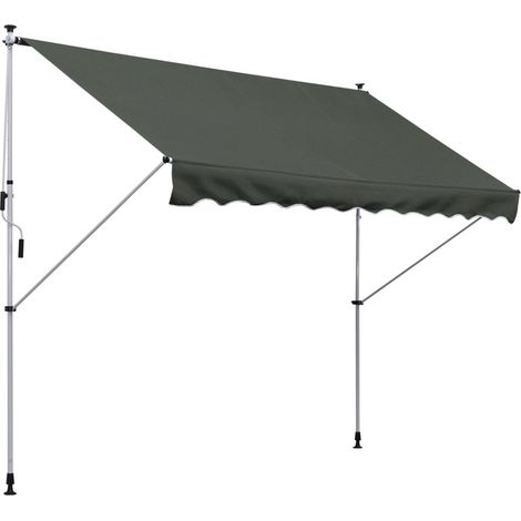 Freistehende Markise mit Kurbel 300 x 150 cm Polyester und Metall Grau HOMVRA (1/5)