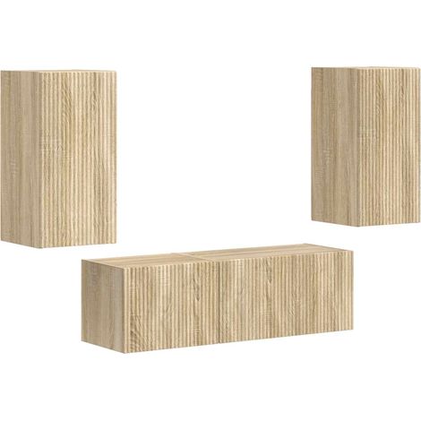 TV-Wandregal-Set Wandmontiert 4 pcs Sonoma-Eiche Holzwerkstoff vidaXL