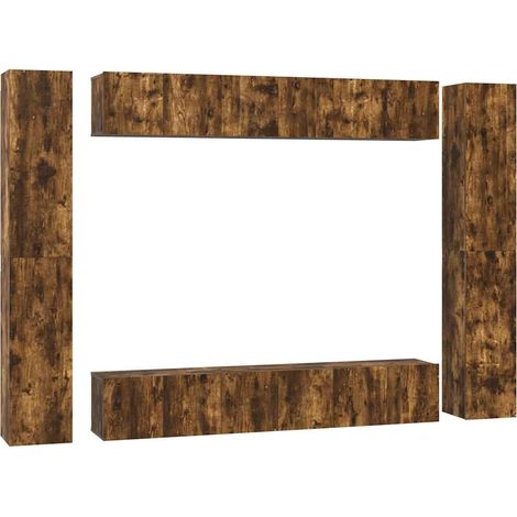 Maison Exclusive - 10-tlg. TV-Schrank-Set Räuchereiche Holzwerkst