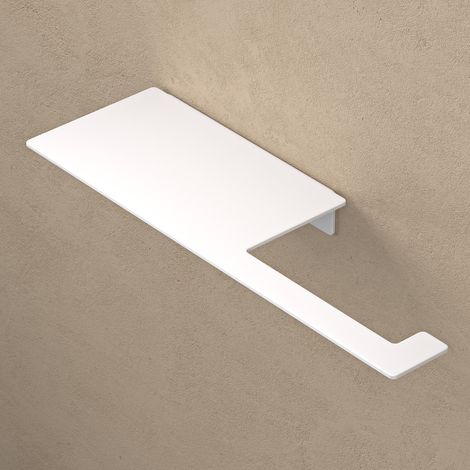 doporro Support de Rouleau en Acier Inoxydable Porte-Papier Toilette Dérouleur Mural avec Étagère pour Rangement WC Blanc Mat 300×97,6×30 MM Lino-01