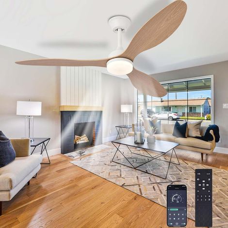Plafonnier Ventilateur LED, Couleur Bois 106CM,Ventilateur Plafond Avec Lumière, Ventilateur De Plafond Silencieux Avec Télécommande,6 Vitesses, Réversible, Pour Le Salon/La Chambre (1/5)