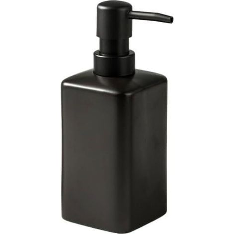 Distributeur de savon de salle de bain 360 ml, flacon en céramique individuel, flacon de lotion, accessoires de salle de bain, noir, carré (1/4)