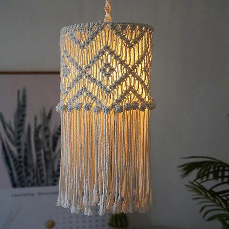 Abat-jour en macramé style bohème pour suspension moderne, décoration pour bureau ou chambre. (1/4)