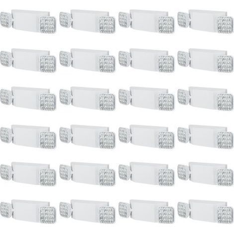 Éclairage de secours, lot de 24, luminaires de sortie de secours, 3 W, tête carrée réglable à 2 LED blanches, montage au plafond ou au mur pour pannes de courant, entreprises, bureaux, écoles (1/4)