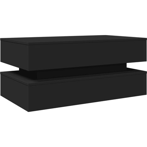Table basse avec lumières LED noir 90x50x40 (1/5)