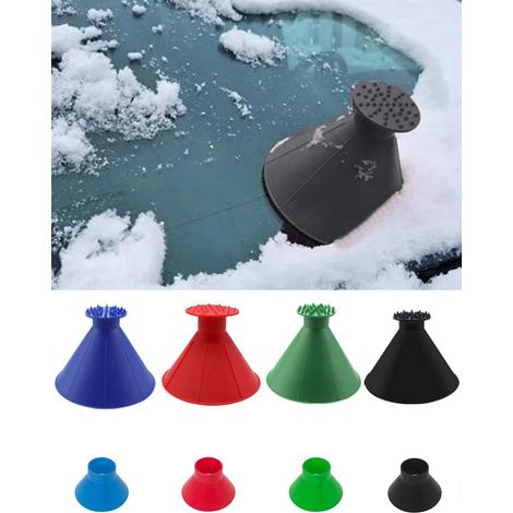Lot de 4 grattoirs à glace magiques ronds et coniques pour pare-brise de voiture, bus et camion, avec entonnoir et outil de dégivrage/dégivrage/neige. Idéal comme cadeau.