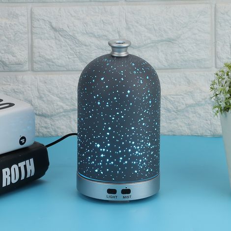 Diffuseur d'arômes ultrasonique en verre 3D 100 ml avec veilleuse LED et veilleuse intégrée. Prise 110-240 V (UE). (1/5)
